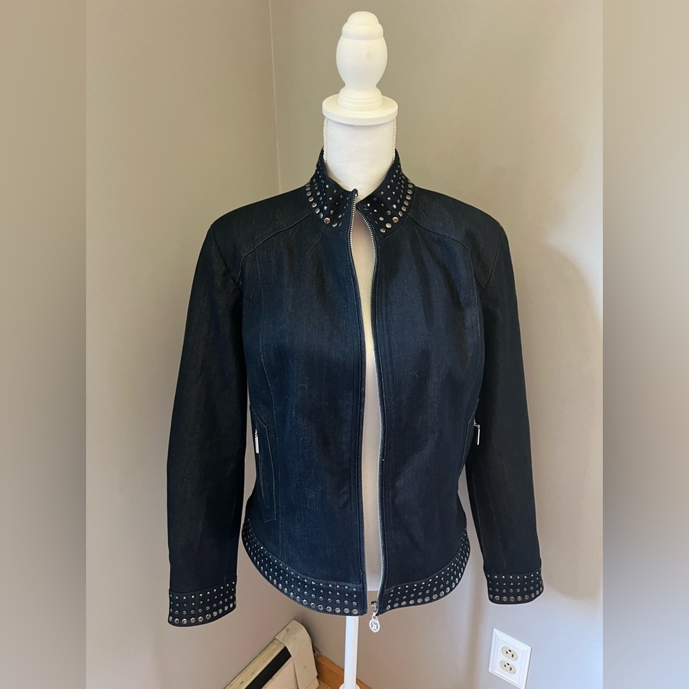 Christine Alexander Studded Dark Denim Jacket